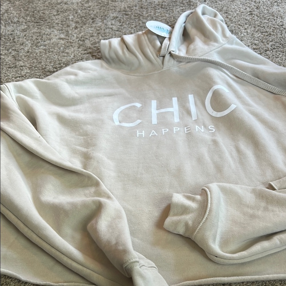 Chic Happens Beige Hoodie